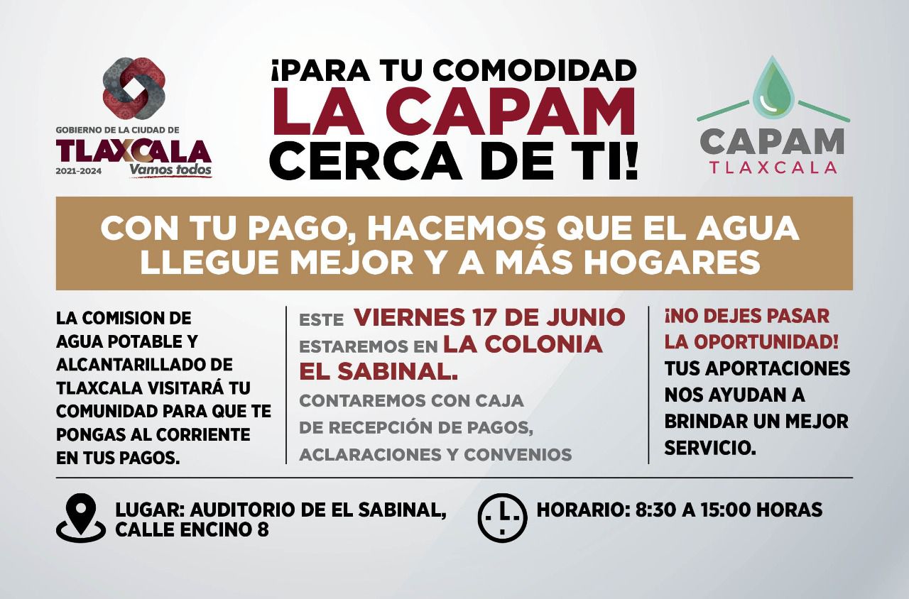 La CAPAM acerca sus servicios a las localidades de Tlaxcala Capital